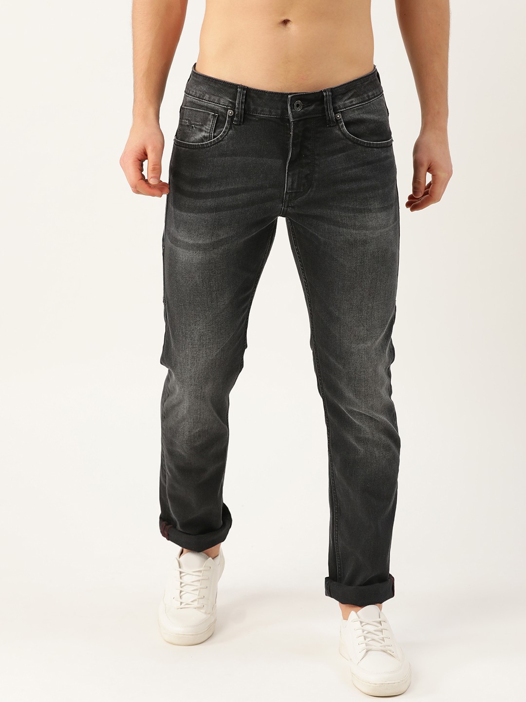 

Flying Machine Men Charcoal Grey Slim Tapered Fit Mid-Rise Clean Look Stretchable Jeans