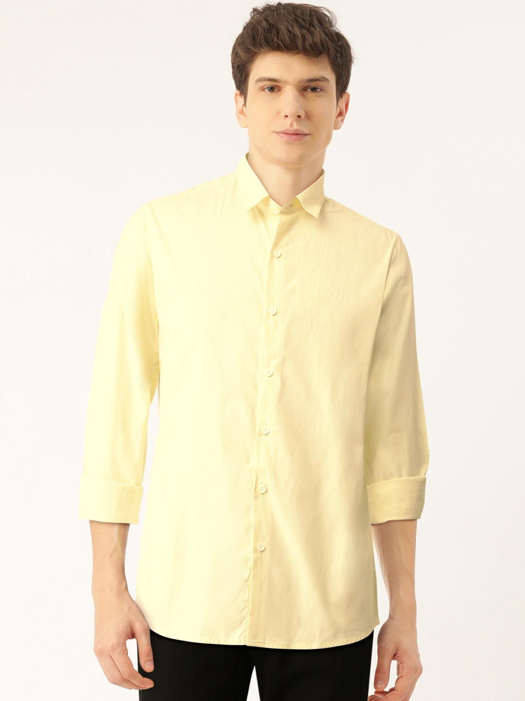 

Flying Machine Men Yellow Solid Slim Fit Casual Shirt