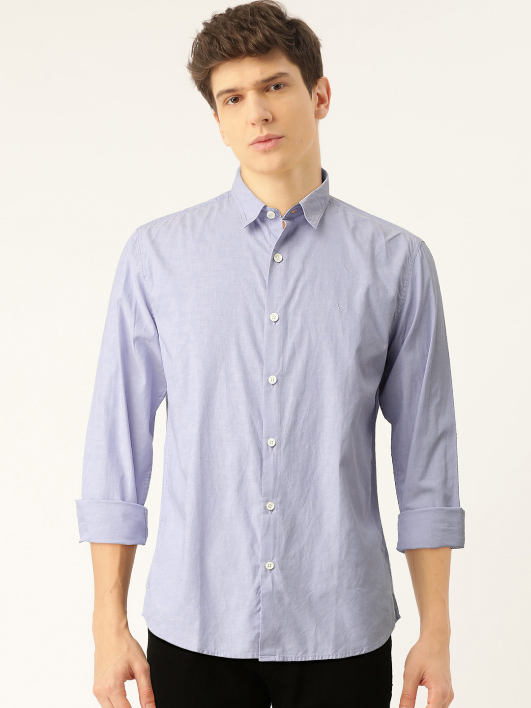 

Flying Machine Men Blue Solid Slim Fit Casual Shirt