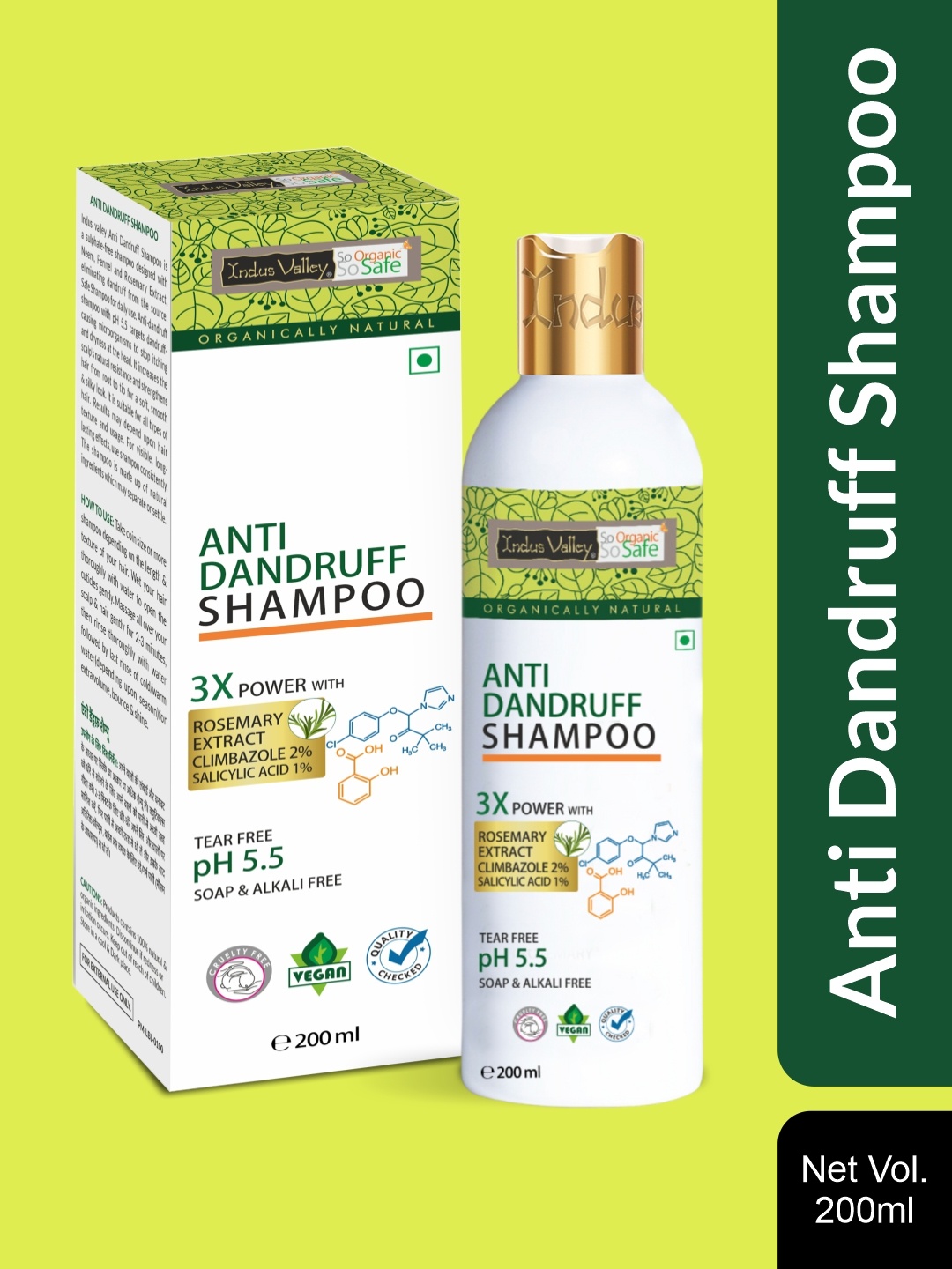 

Indus Valley Unisex Anti Dandruff Shampoo - 200 ml, White