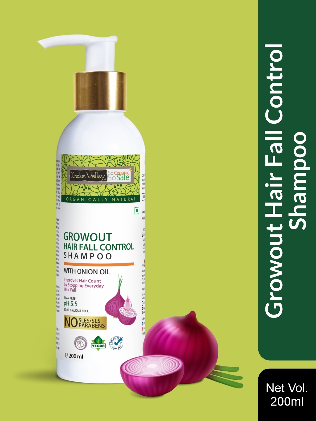 

Indus Valley Unisex Bio Organic Growout Shampoo - 200 ml, Green