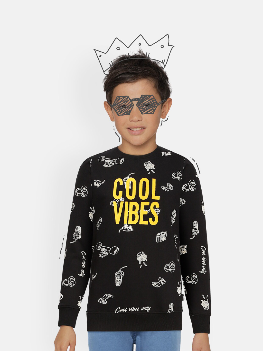 

Pepe Jeans Boys Black Pure Cotton Printed Sweatshirt