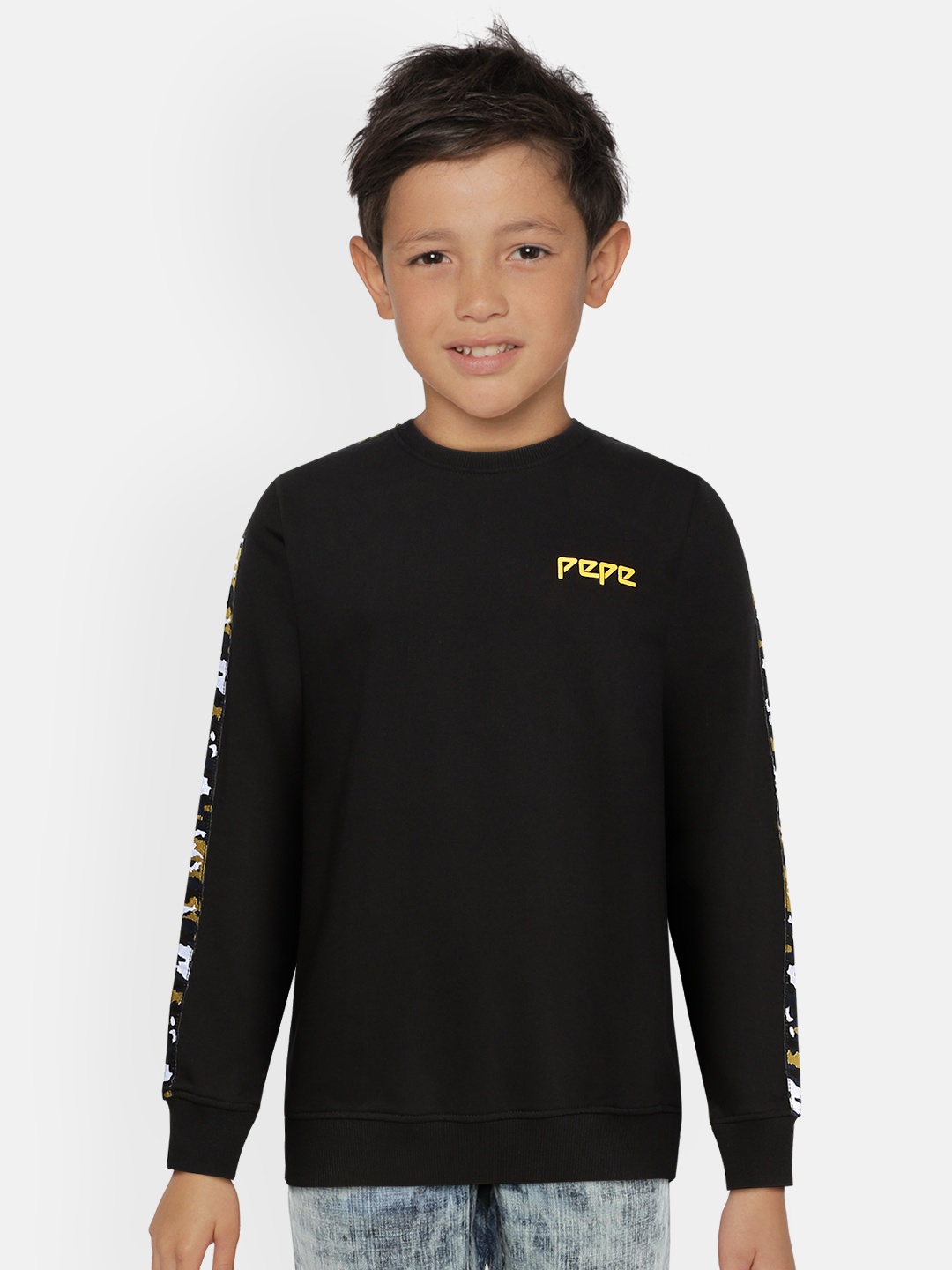 

Pepe Jeans Boys Black Pure Cotton Oreo Ip Printed Sweatshirt