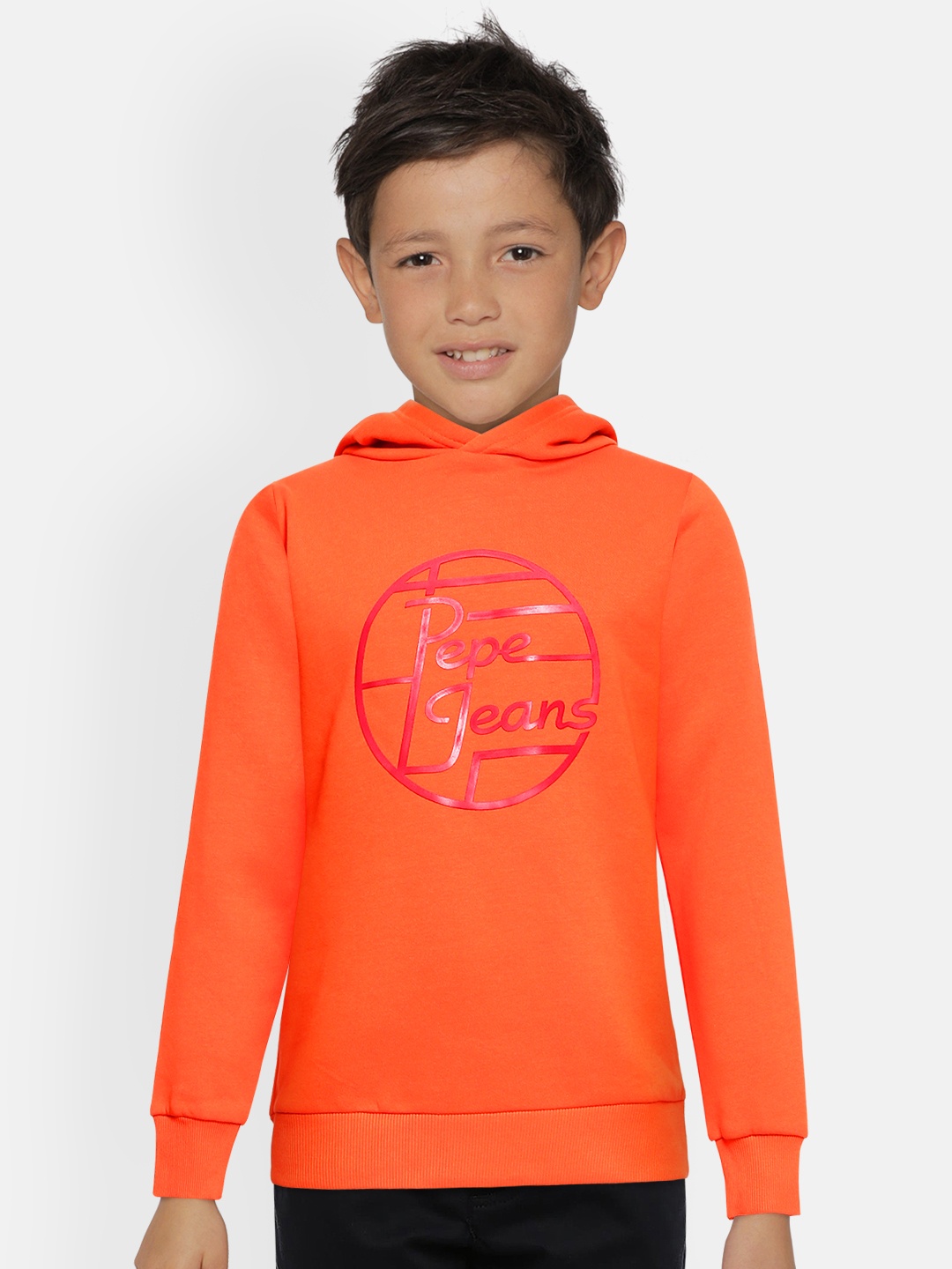 

Pepe Jeans Boys Orange Printed Hooded Sweatshirt