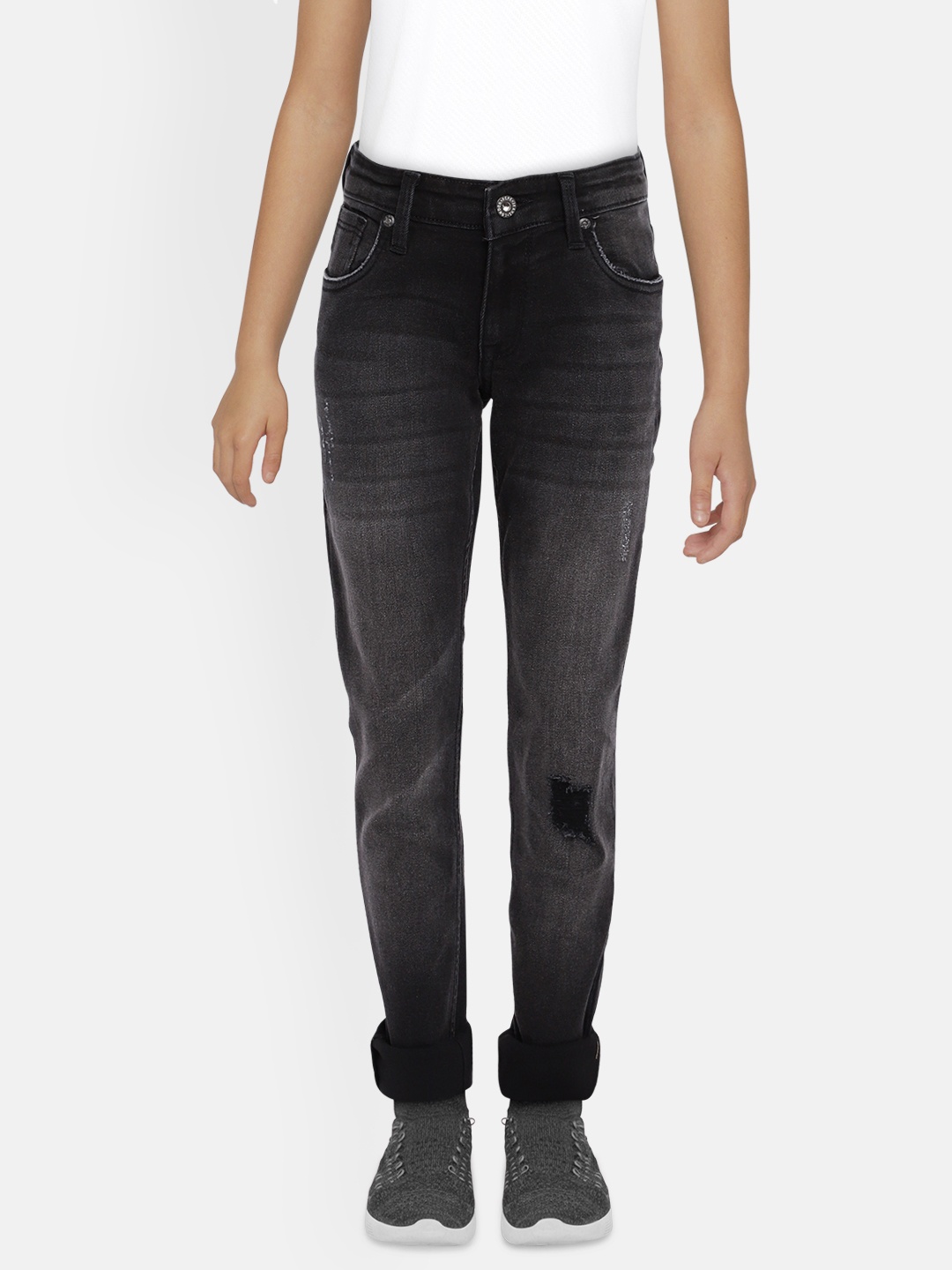 

Pepe Jeans Boys Black Slim Fit BRITT IP Mildly Distressed Jeans