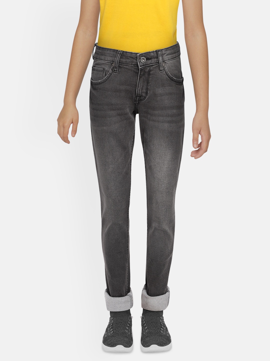 

Pepe Jeans Boys Charcoal Grey Slim Fit Mid-Rise Clean Look Jeans