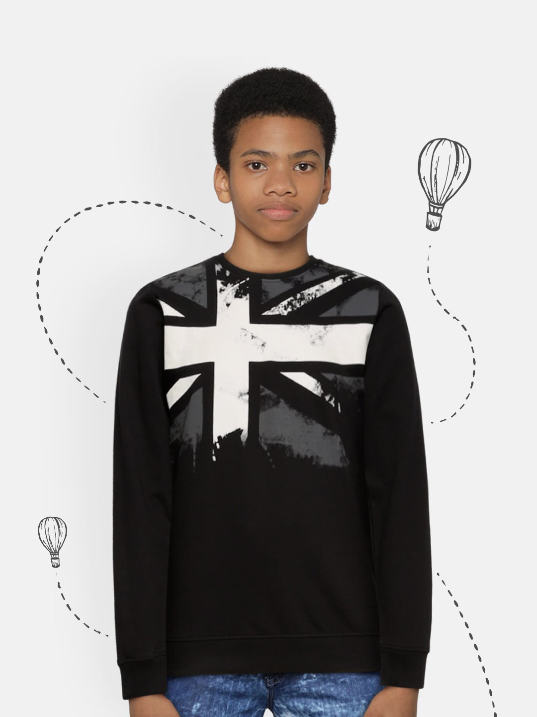 

Pepe Jeans Boys Black Printed Pure Cotton Sweatshirt