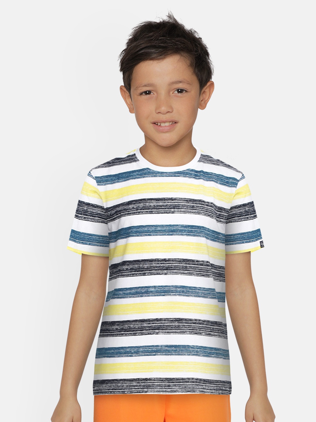 

Pepe Jeans Boys White & Yellow Striped Round Neck T-shirt