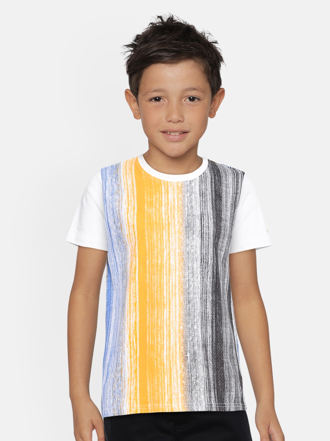 

Pepe Jeans Boys Yellow Black CYRUS SS IP Striped Round Neck Pure Cotton T-shirt