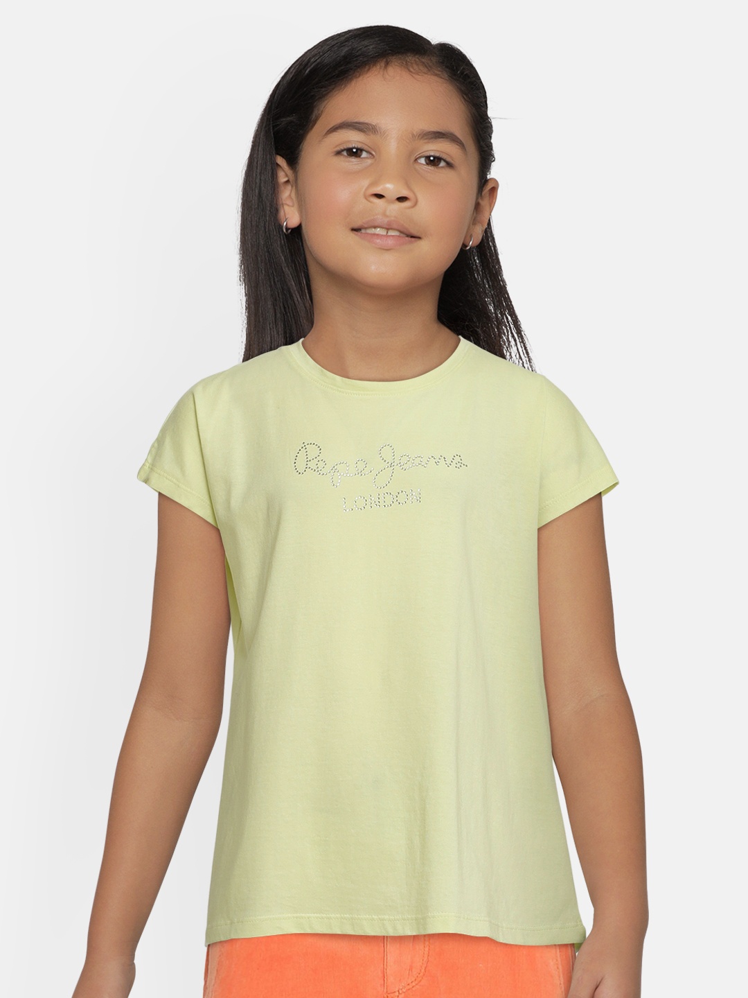 

Pepe Jeans Girls Yellow Printed NURIA IP Round Neck Cotton Pure Cotton T-shirt