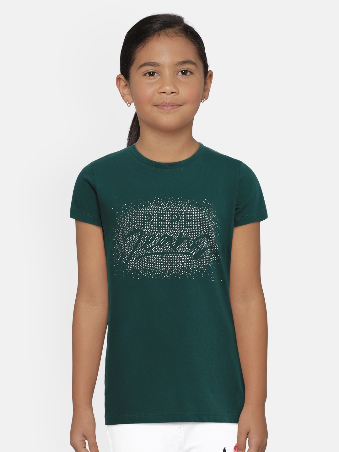 

Pepe Jeans Girls Green Printed Round Neck T-shirt