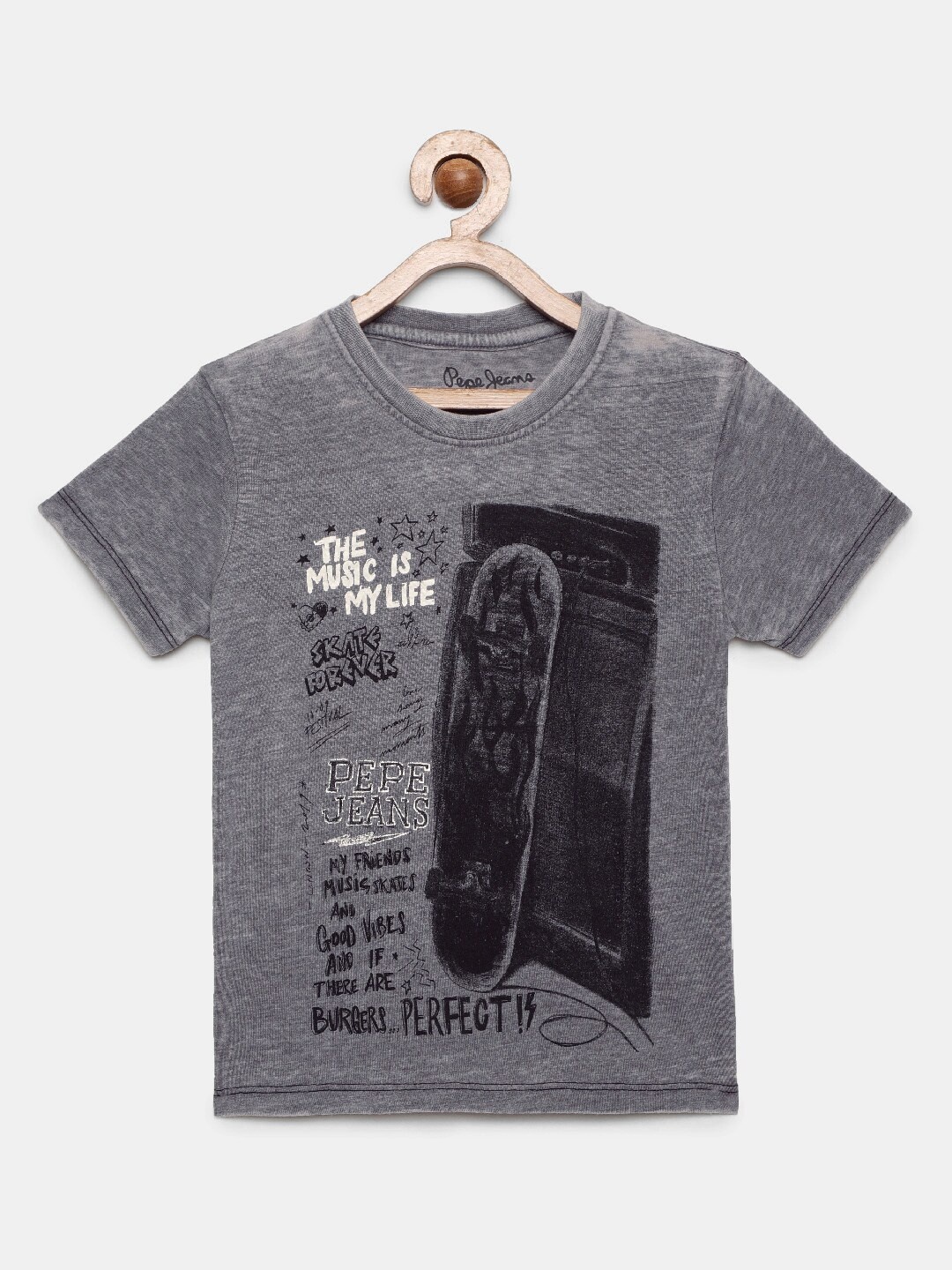 

Pepe Jeans Boys Grey Printed Round Neck T-shirt