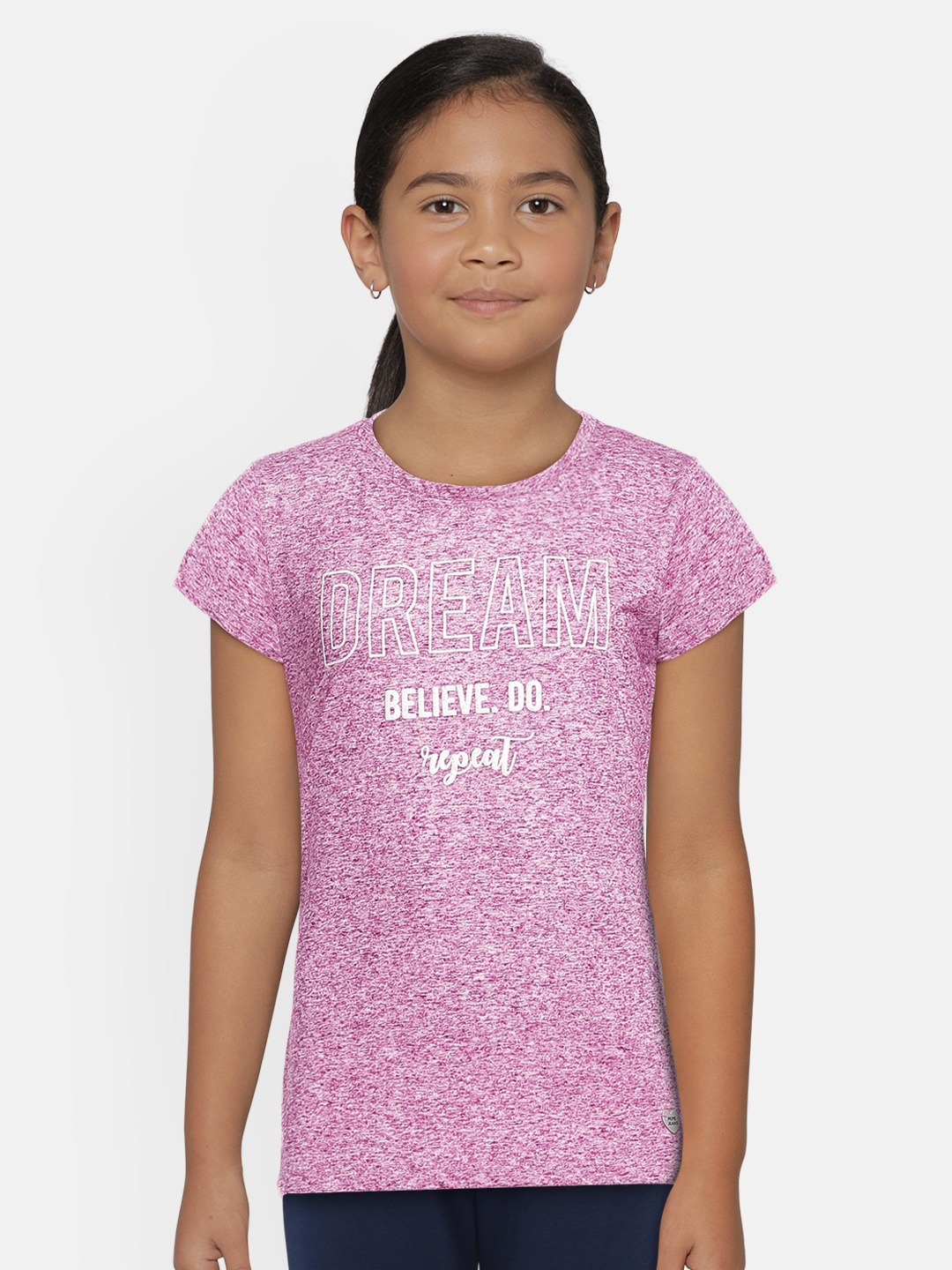 

Pepe Jeans Girls Pink Melange MAURA IP Printed Round Neck T-shirt