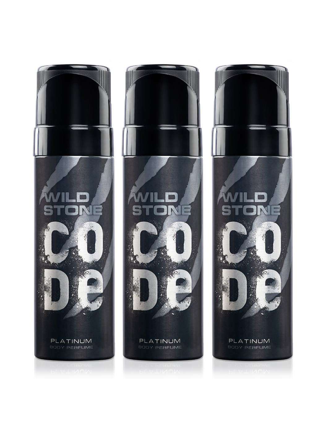 

Wild stone Men Set of 3 Code Platinum Perfume Body Sprays, Black