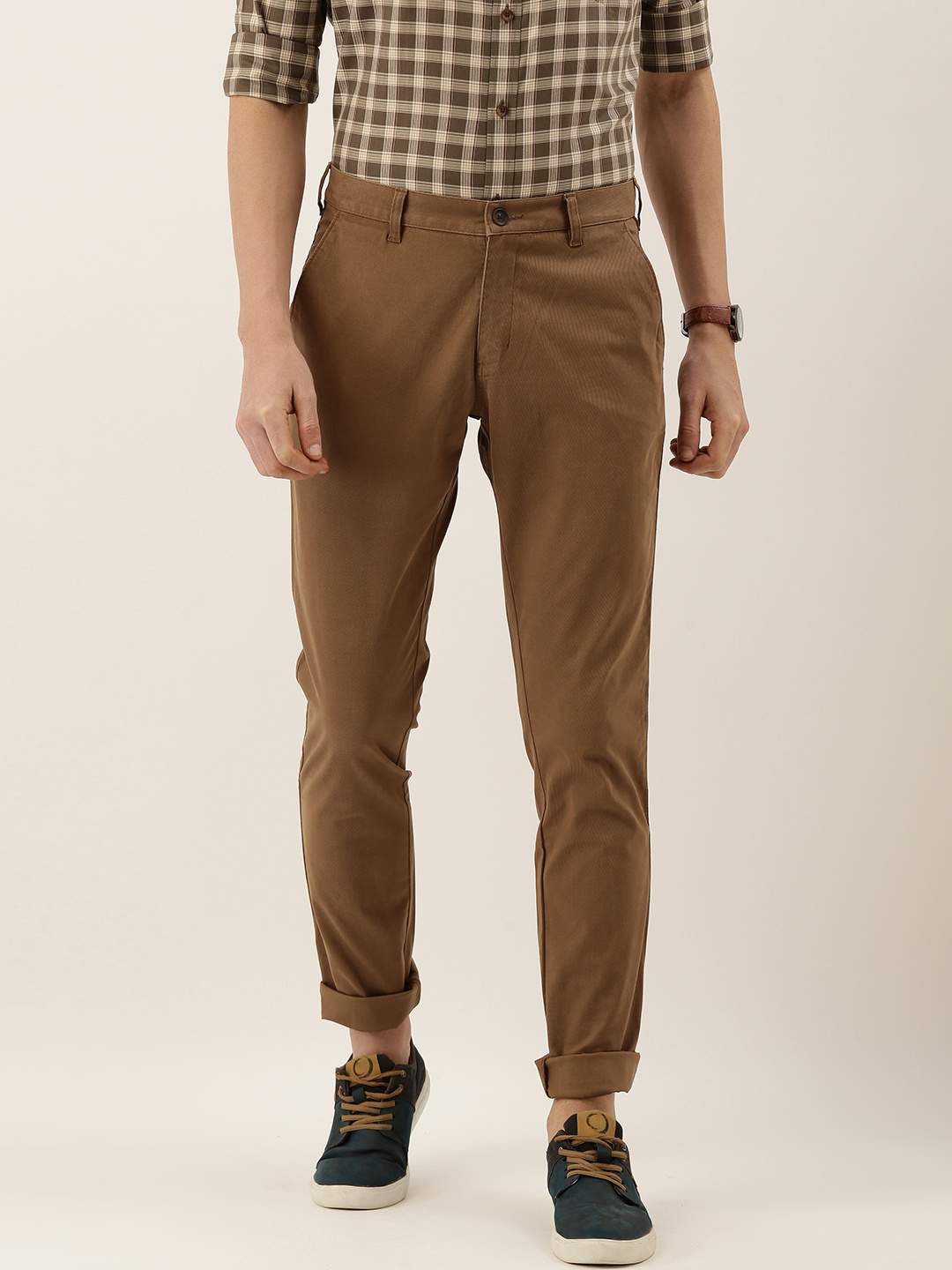 

Burnt Umber Men Brown Slim Fit Solid Chinos
