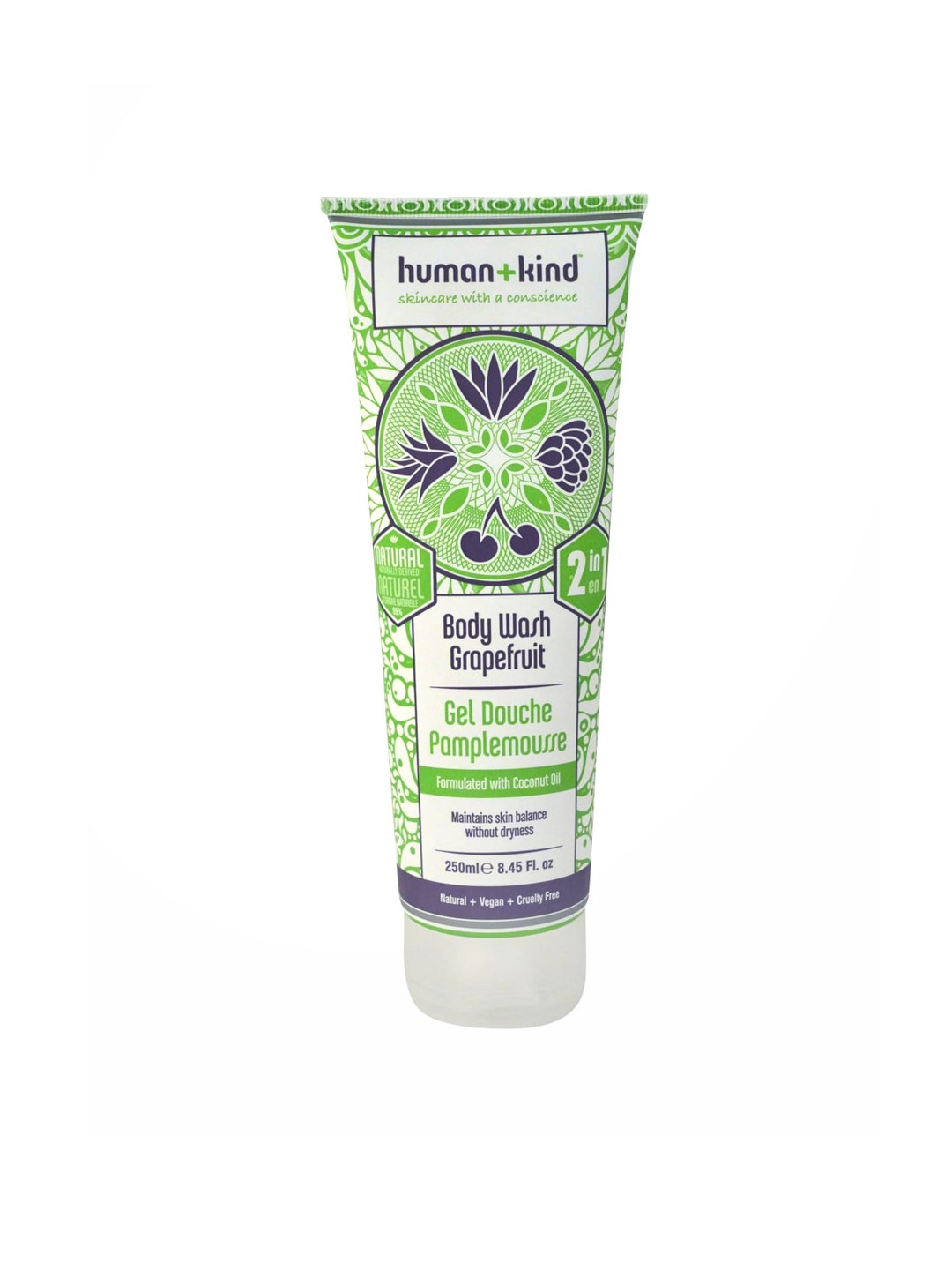 

HumanKind Unisex Organic & Vegan Grapefruit Gel Body Wash - 250 ml, Green