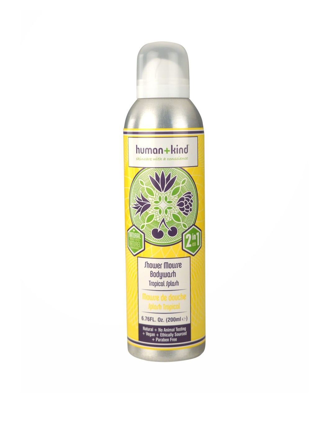 

HumanKind Unisex Organic & Vegan Tropical Splash Shower Mousse Bodywash - 200 ml, Yellow