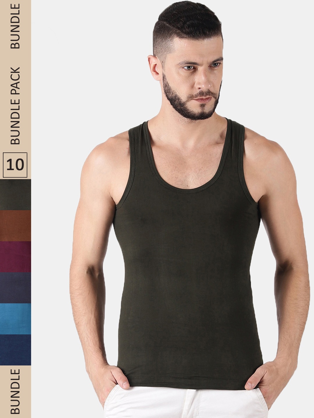 

Dollar Lehar Men Pack Of 10 Assorted Knitted Innerwear Vests MLHVE-01-PO10-ASST