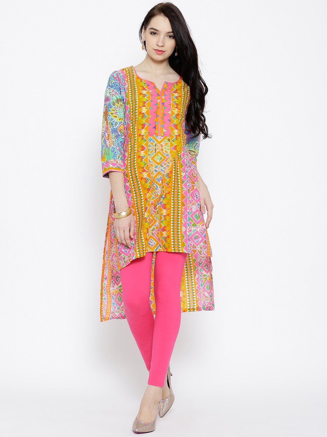 

BIBA Multicoloured Printed High-Low Kurta, Multi