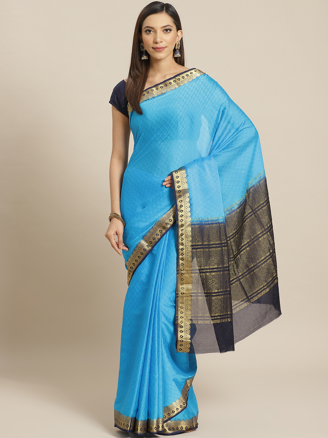 

Mitera Blue Woven Design Saree