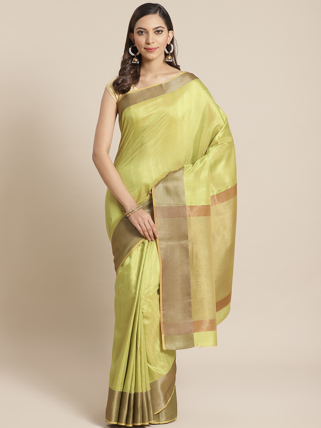 

Mitera Green Solid Saree