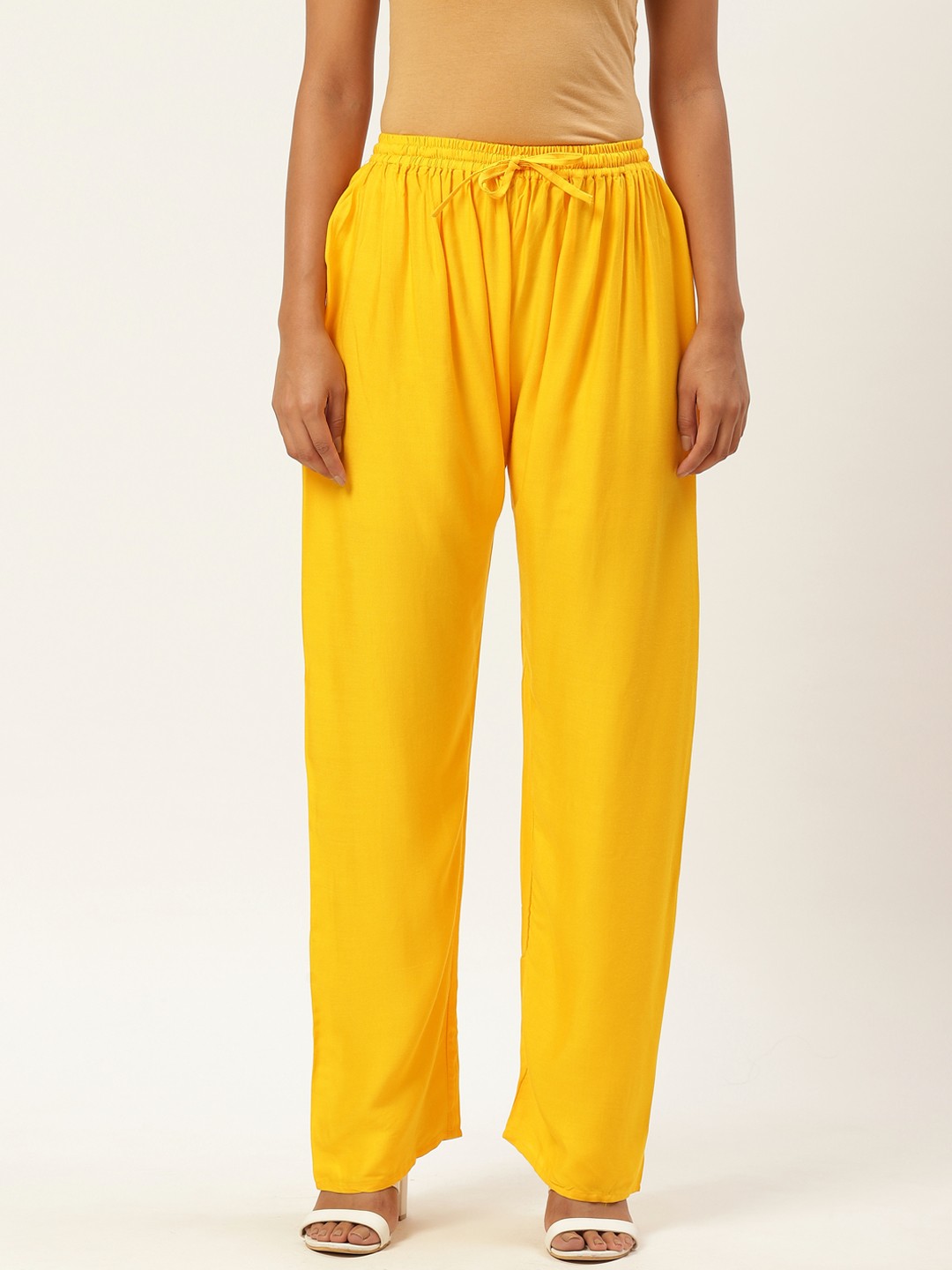 

Vastraa Fusion Women Yellow Solid Wide Leg Palazzos