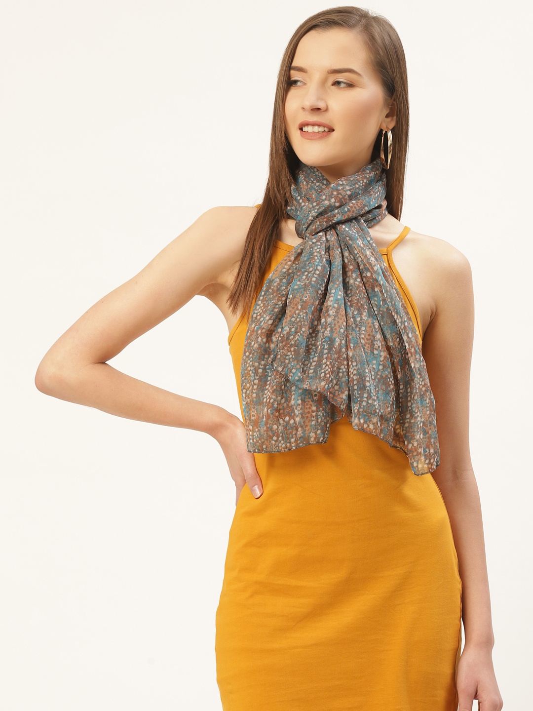 

Trend Arrest Women Blue & Beige Abstract Print Stole