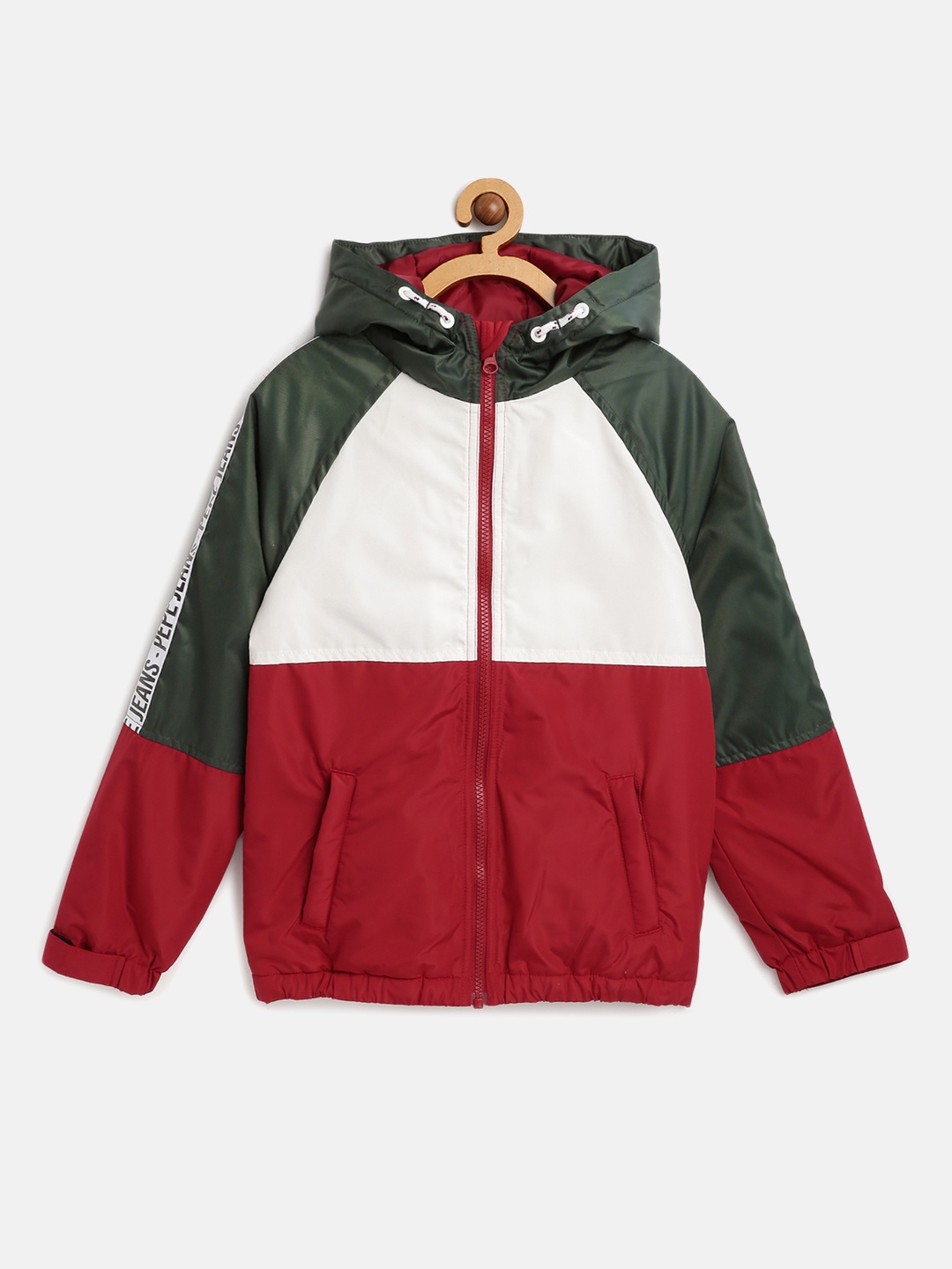 

Pepe Jeans Boys Green & Red Inferno Ip Colourblocked Lightweight Padded Jacket
