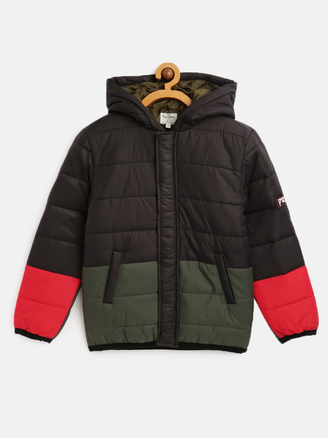 

Pepe Jeans Boys Black & Olive Green TYLER IP Lightweight Puffer Jacket