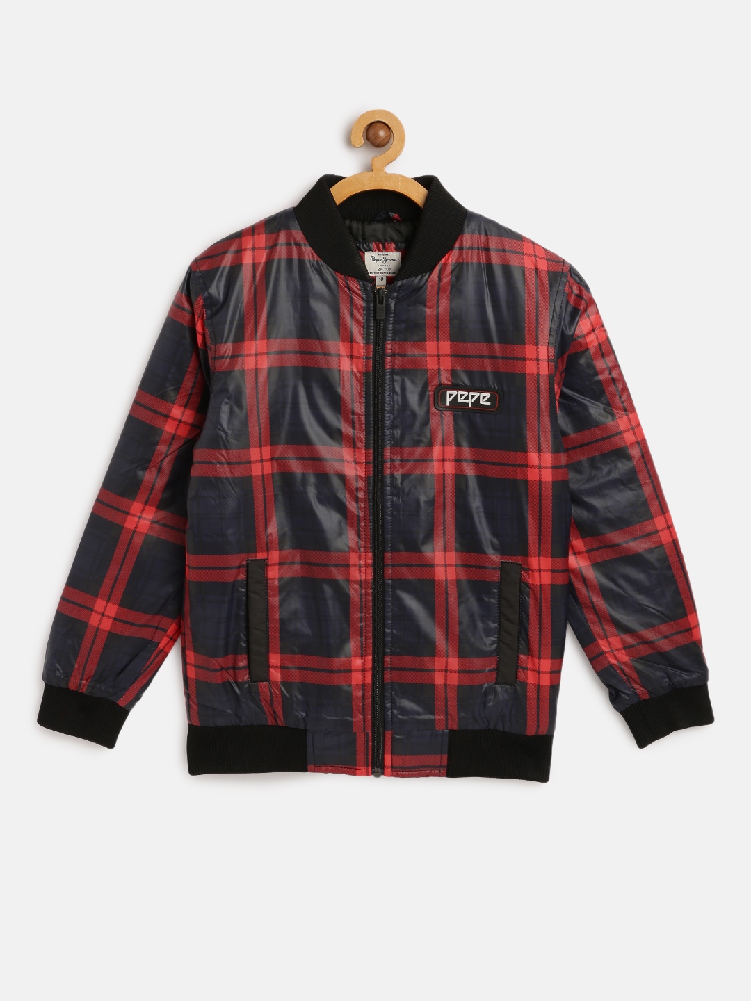 

Pepe Jeans Boys Black & Red Checked Lightweight Bomber Jacket