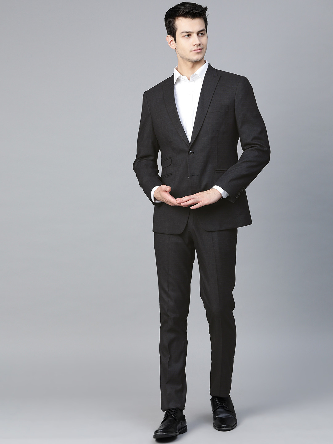 

MANQ Men Black & Blue Slim Fit Checked Single-Breasted Formal Suit