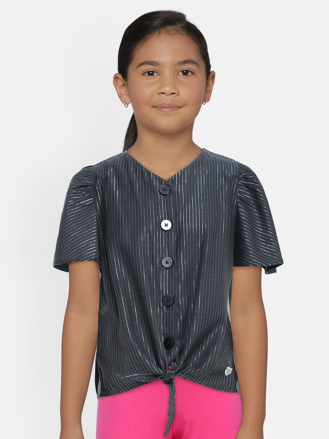 

Pepe Jeans Girls Navy Blue Striped Shirt Style Top
