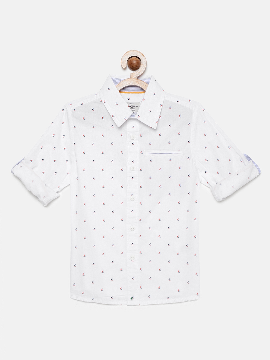 

Pepe Jeans Boys White Printed Pure Cotton Regular Fit Casual Shirt