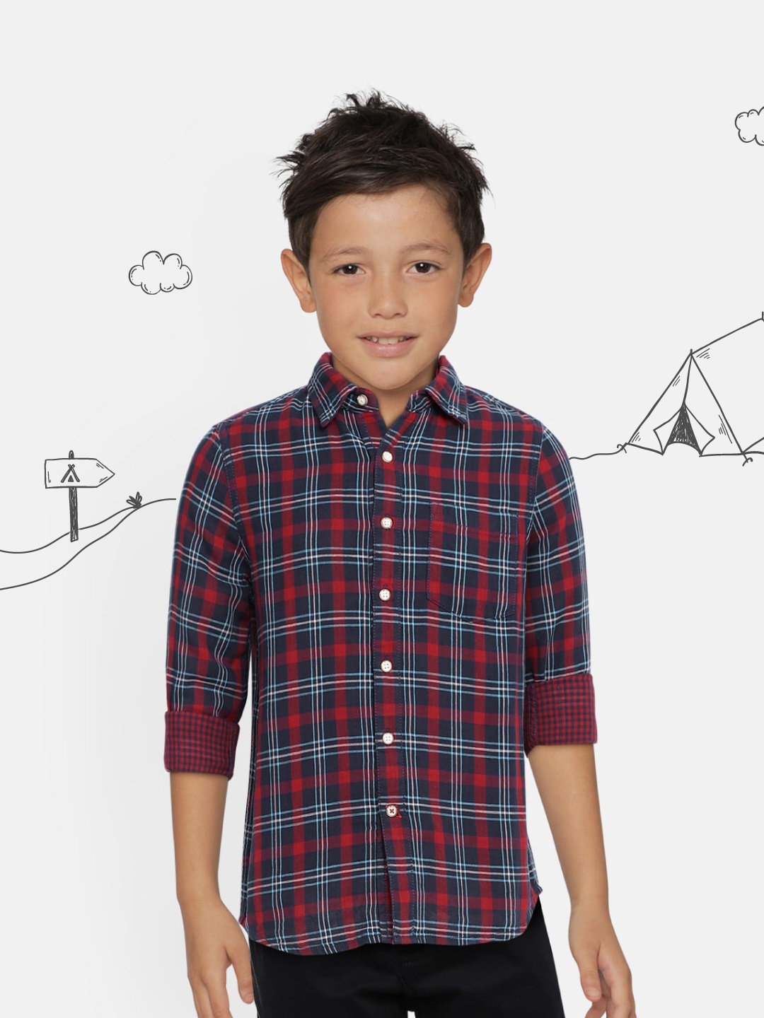 

Pepe Jeans Boys Red & Blue Regular Fit Checked Casual Reversible Shirt