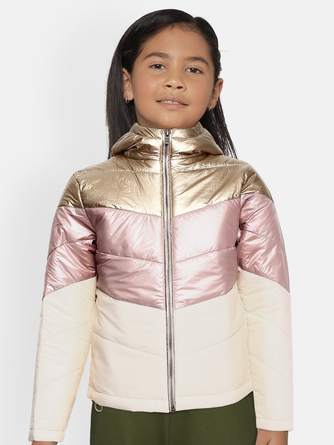 

Pepe Jeans Girls Gold-Toned & Mauve VITTY IP Lightweight Padded Jacket