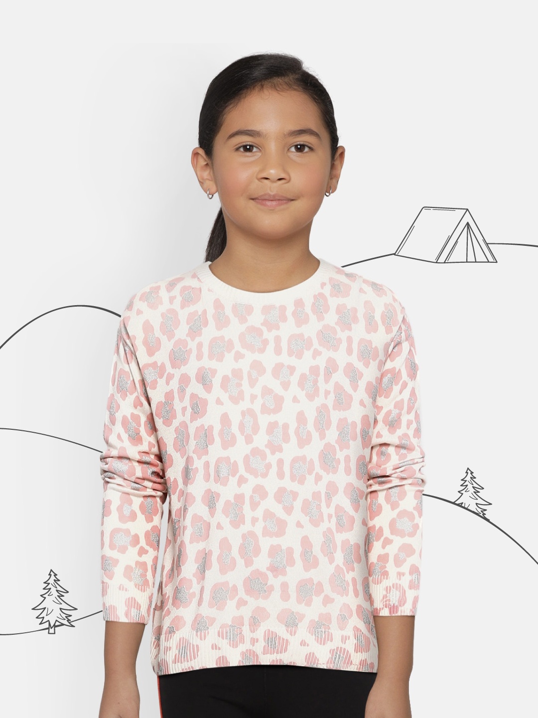 

Pepe Jeans Girls White & Coral Animal Printed Pullover