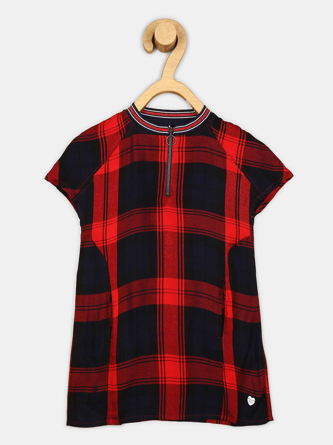

Pepe Jeans Girls Red & Black Checked A-Line Midi Dress