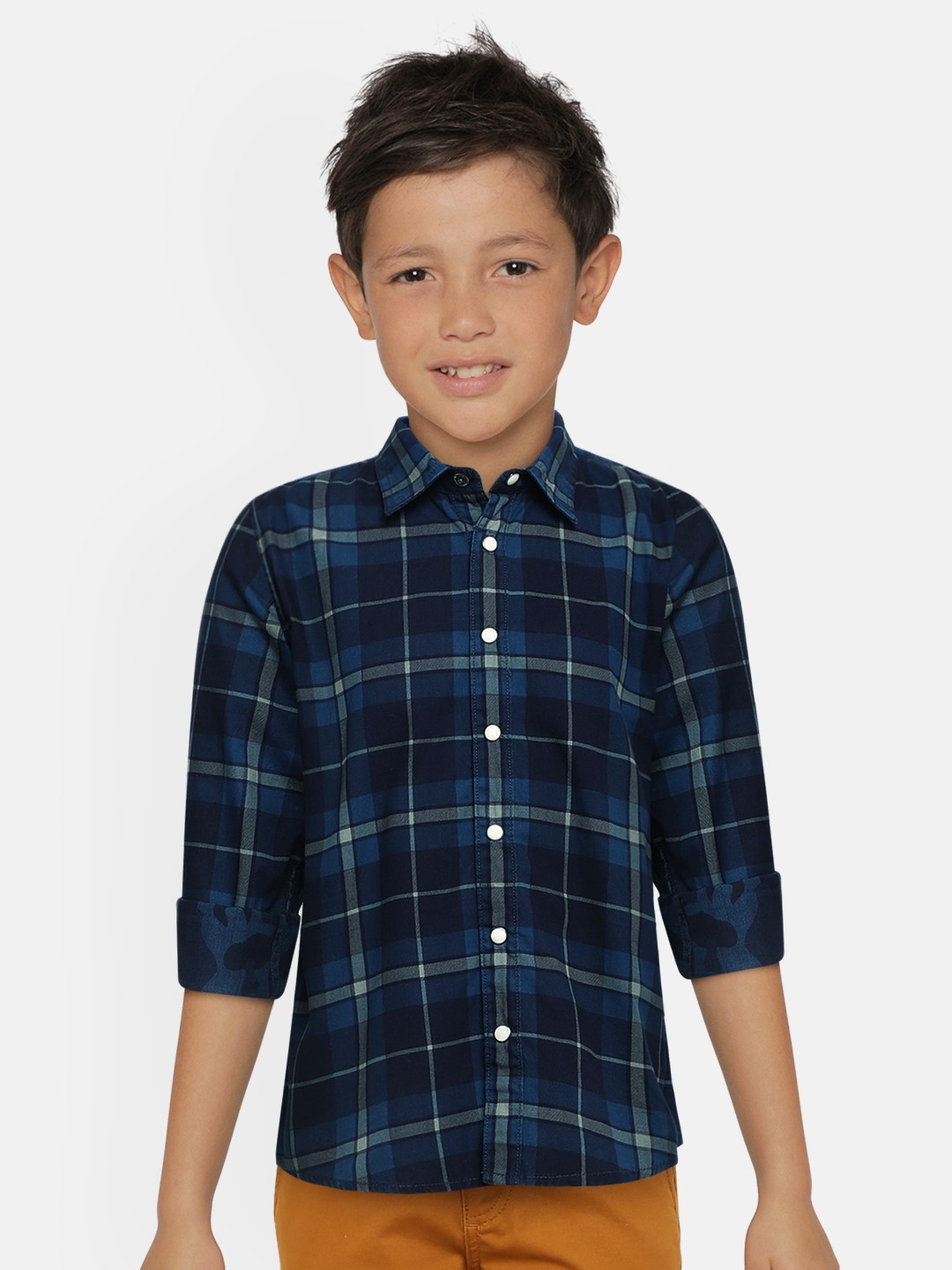 

Pepe Jeans Boys Navy Blue Regular Fit Checked Casual Shirt