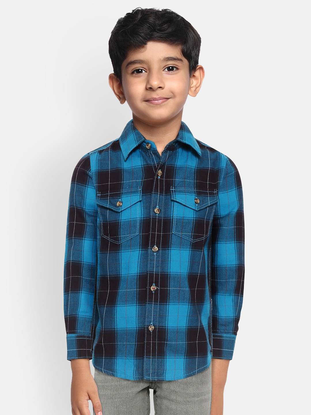 

Pepe Jeans Boys Blue & Black Checked Pure Cotton Casual Shirt