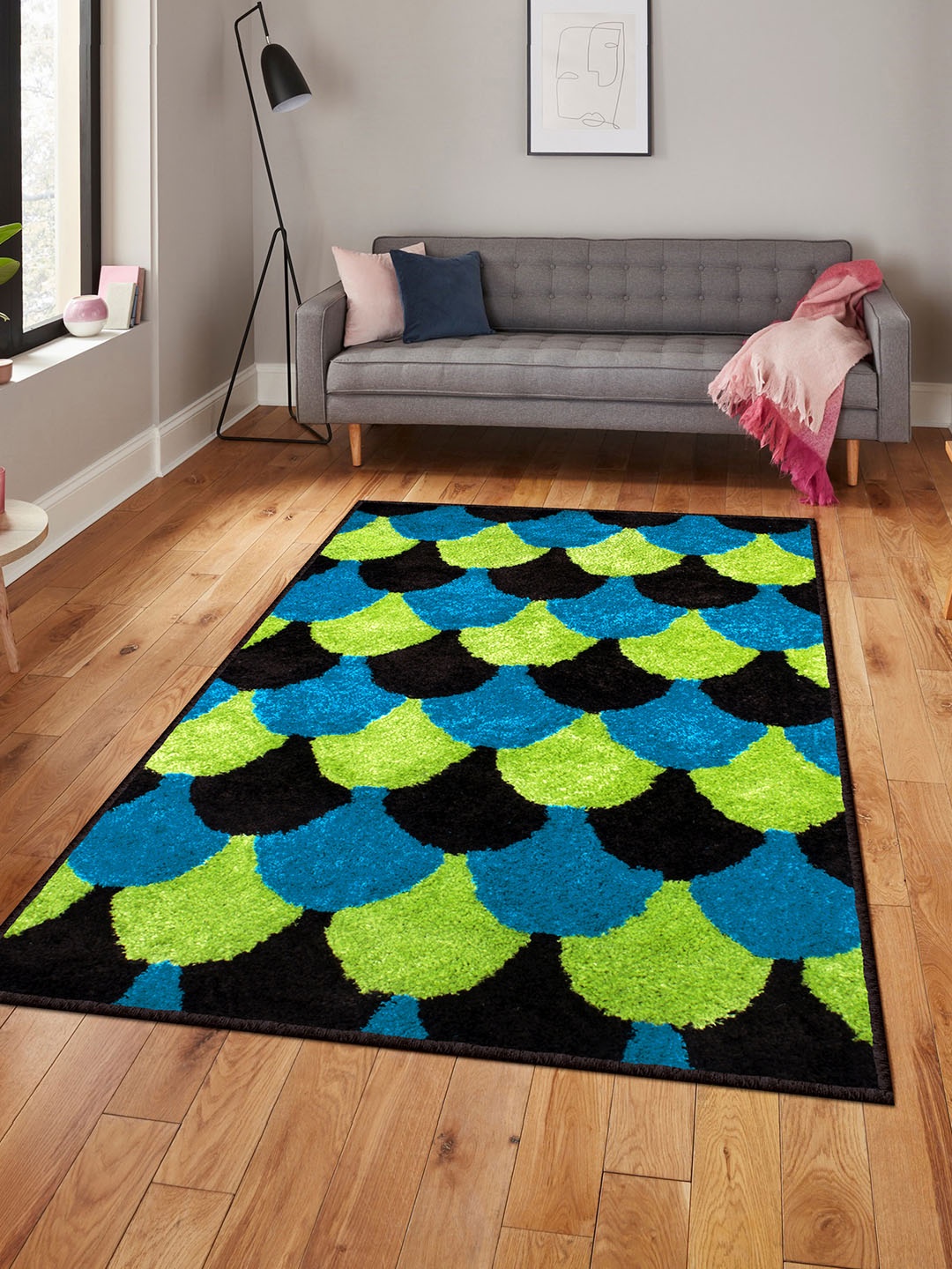 

Story@home Blue & Green Abstract Patterned Anti-Skid Carpet