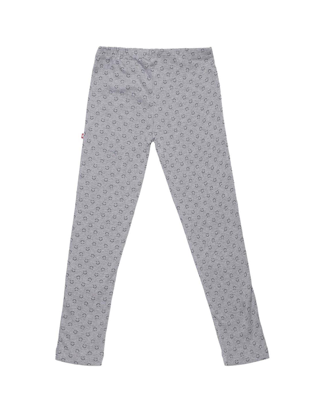 

Nino Bambino Girls Grey Melange Printed Ankle-Length Organic Cotton Leggings