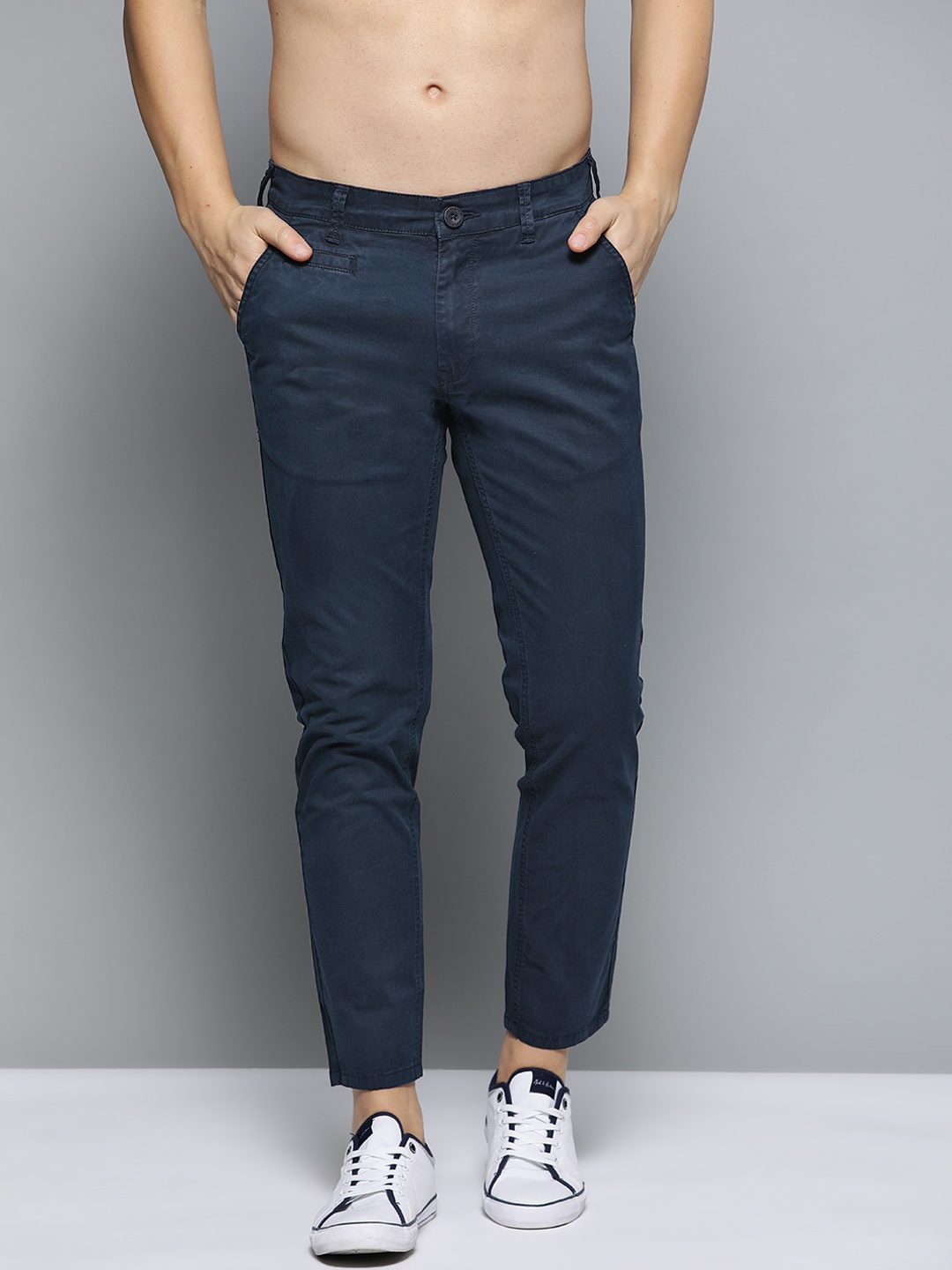 

HERE&NOW Men Blue Slim Fit Solid Regular Trousers