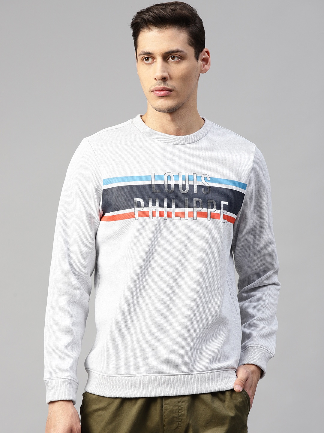 

Louis Philippe Sport Men Grey Melange Solid Sweatshirt