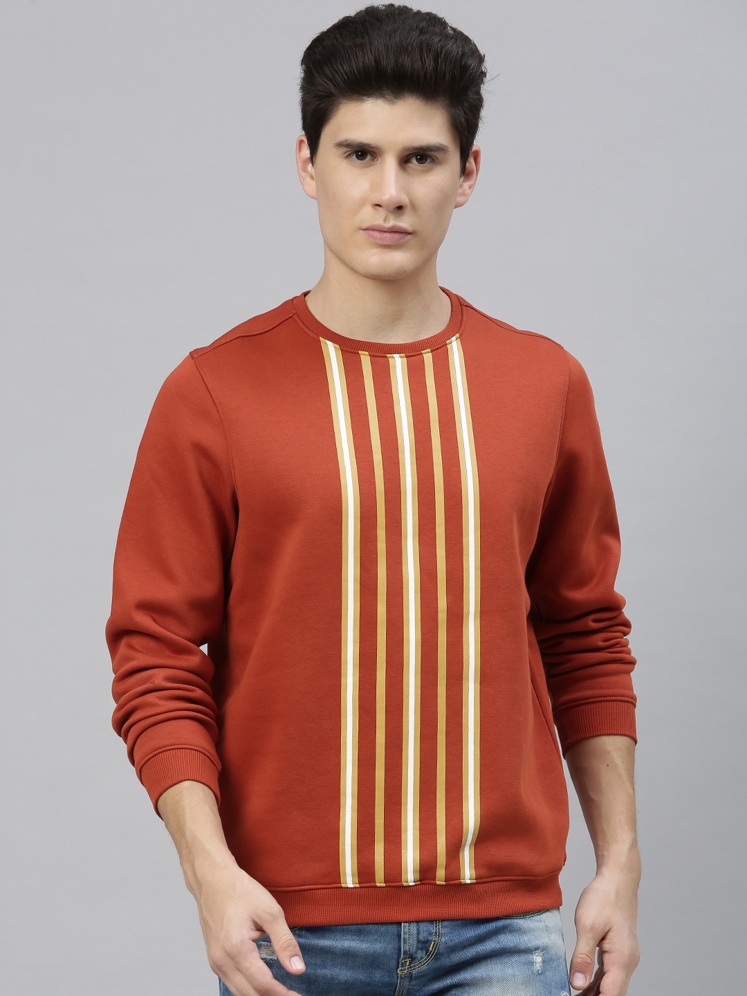 

Louis Philippe Sport Men Brown & Yellow Striped Sweatshirt