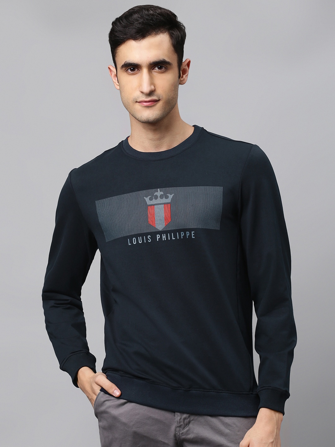 

Louis Philippe Sport Men Navy Blue Brand Logo Printed Sweatshirt