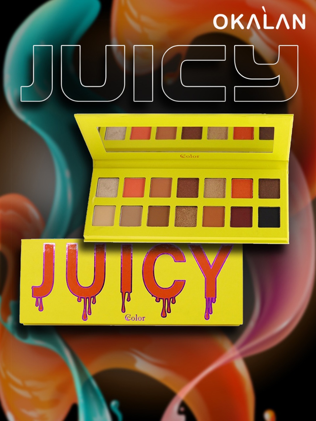 

OKALAN Long Lasting Eyeshadow Palette- 031B Juicy Color 15g, Yellow