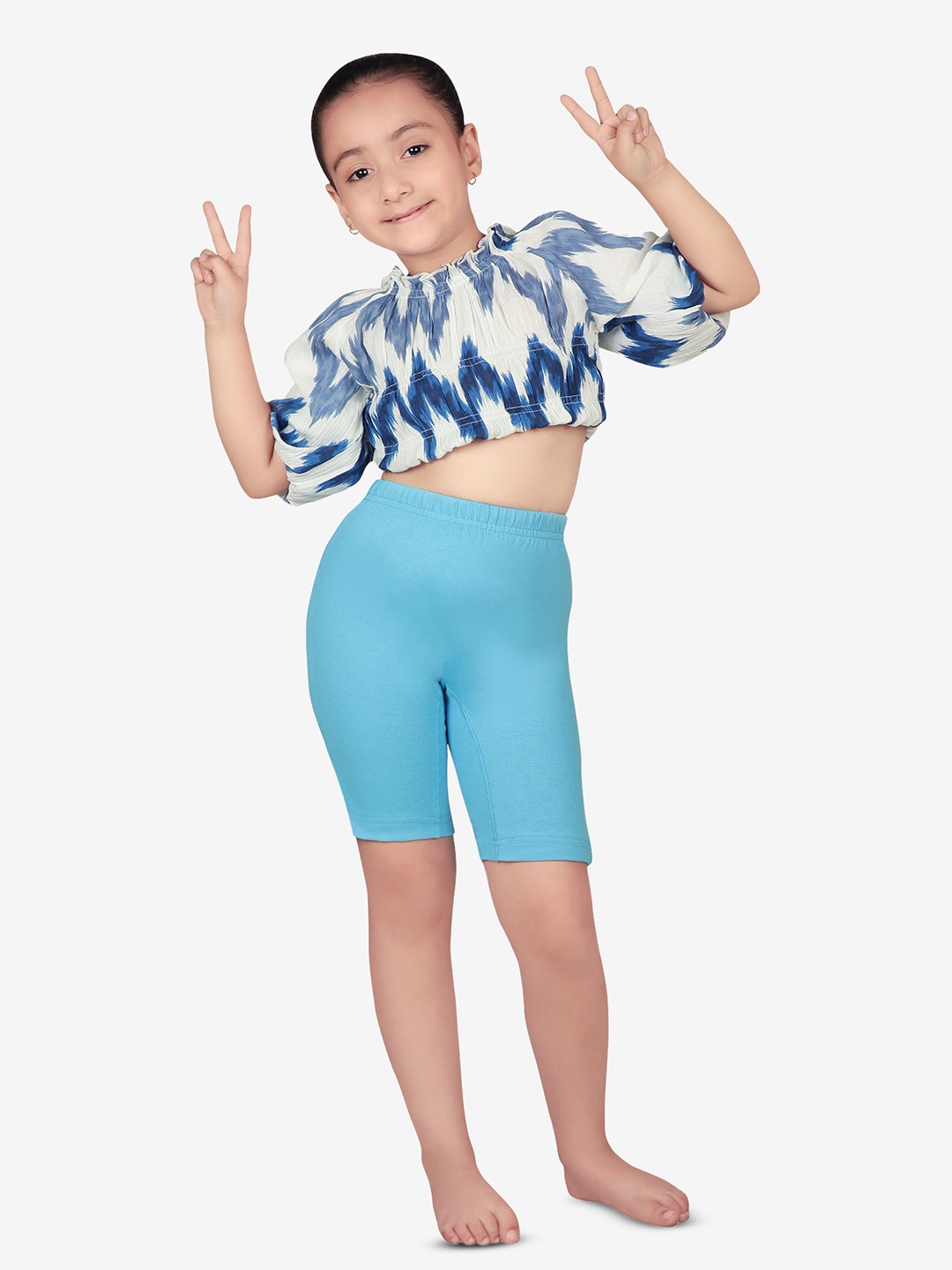 

PROTEENS Girls Blue Solid Slim Fit Biker Shorts