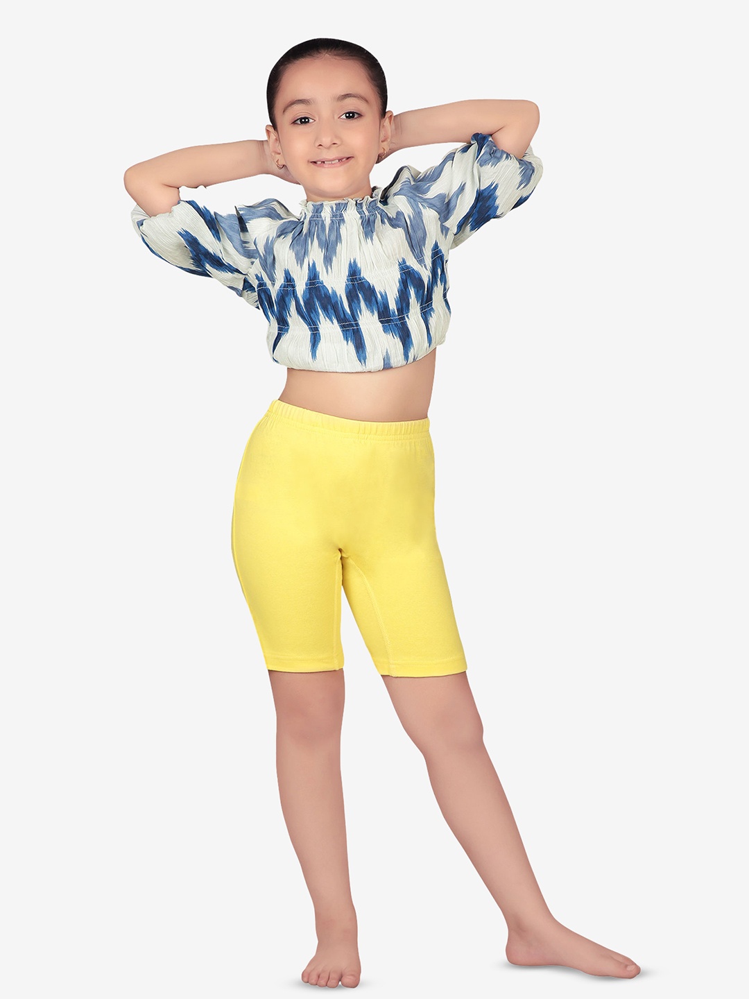 

PROTEENS Girls Yellow Solid Slim Fit Biker Shorts