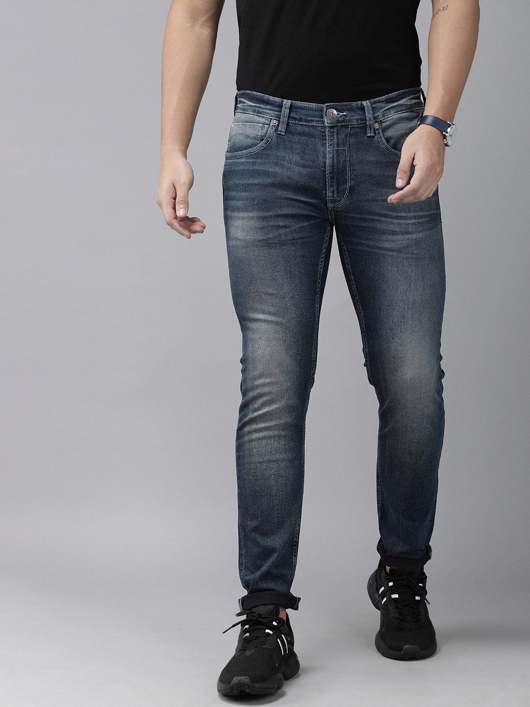 

Pepe Jeans Men Blue RILEY IP Skinny Fit Mid-Rise Clean Look Stretchable Jeans