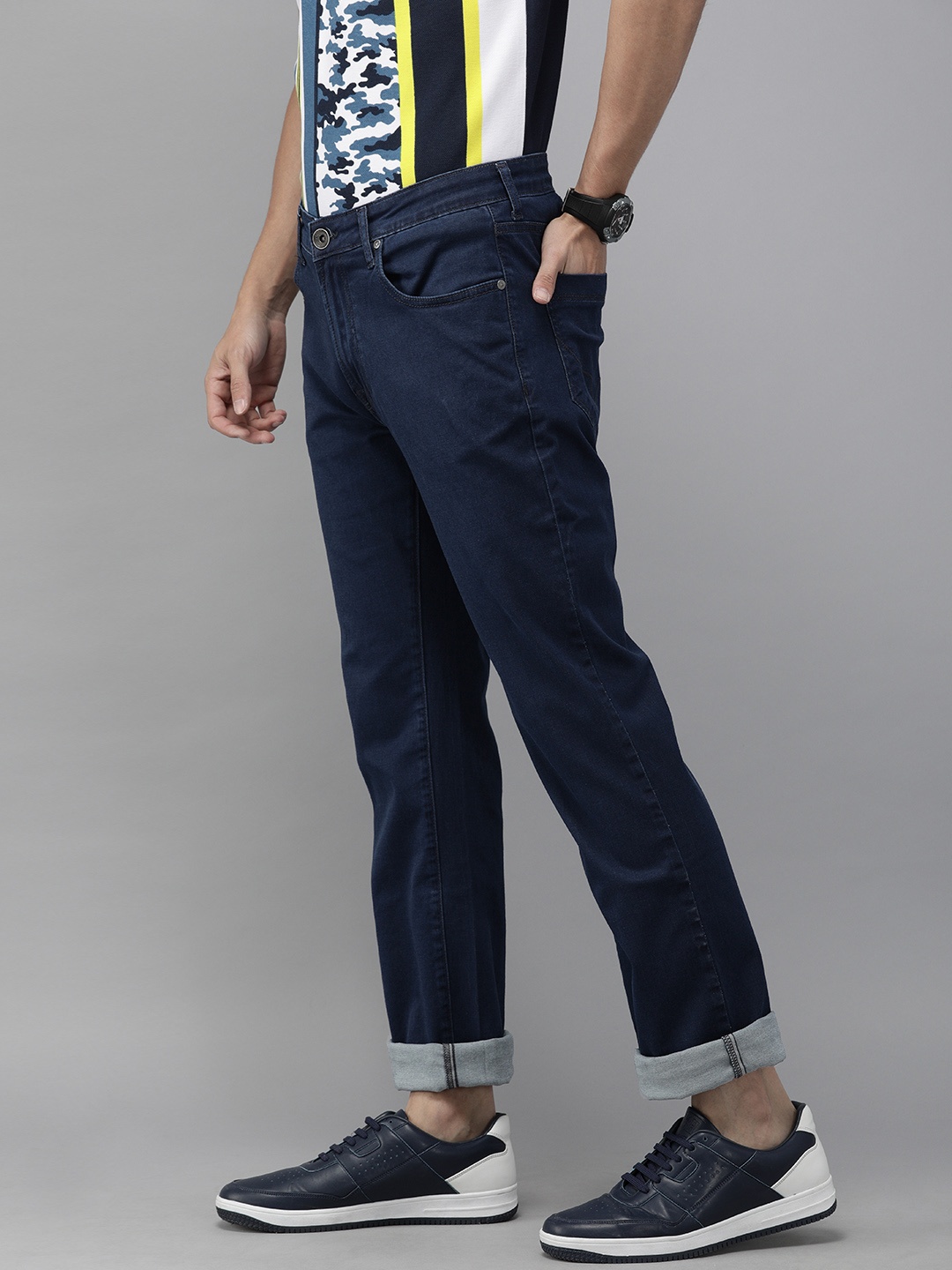

Pepe Jeans Men Navy Blue Regular Fit Mid-Rise Clean Look Stretchable Jeans